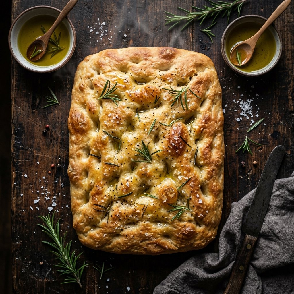 Focaccia Italiana recém saída do forno
