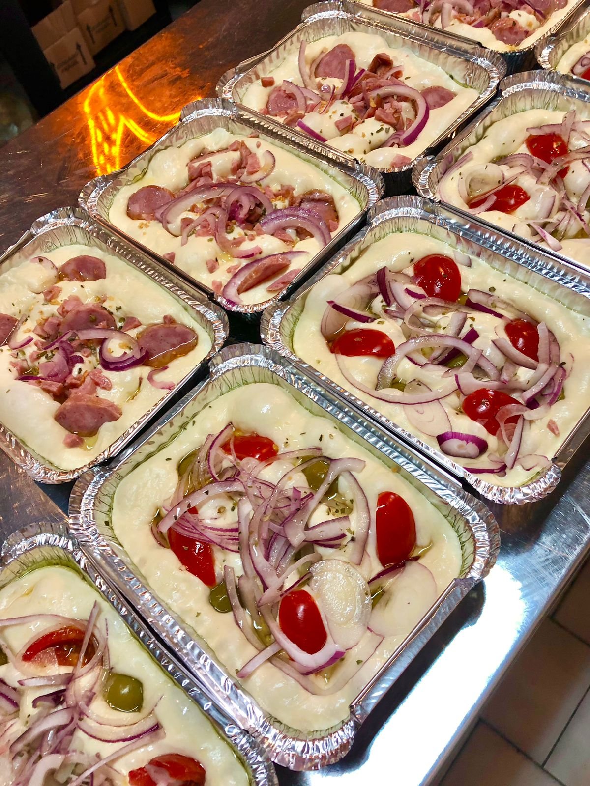 Focaccias antes de assar