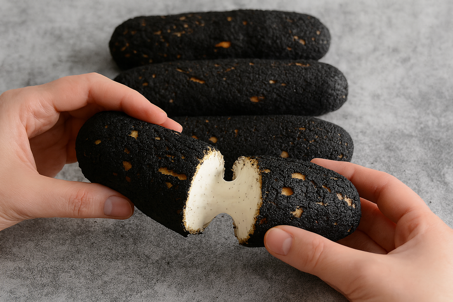 Éclair de Baunilha com Craquelin Preto